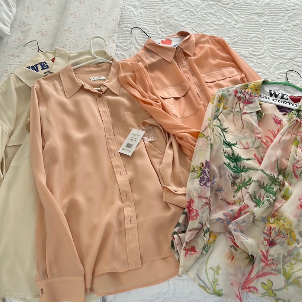 Lot of 4 Equipment tops long sleeve button down one is NWT and the other 3 used